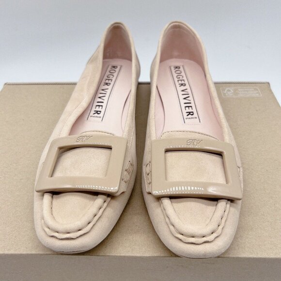 Roger Vivier Women's Shoes Flats Square Buckle Shallow Round Toe Heels 40 US 10 - Picture 4 of 14